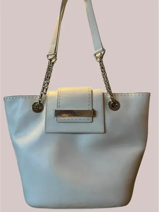 Authentic Vintage Céline White Leather Tote Bag - Picture 1 of 9